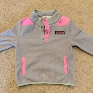 Vineyard Vines Kids' Gray and Pink Fleece Hoodie